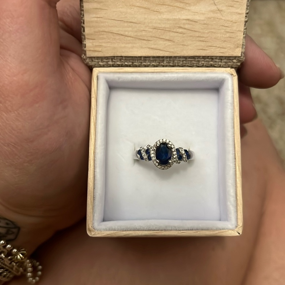 Lab Created Blue Sapphire Ring - image 1